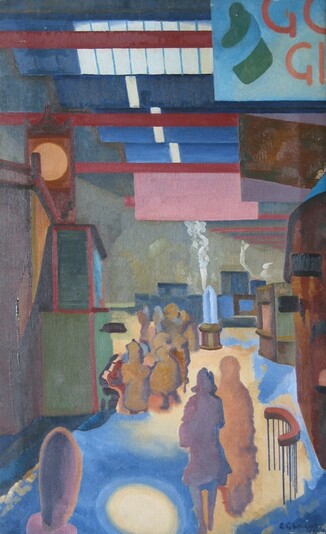 Caley Station, Edinburgh (study) by Edwin G Lucas